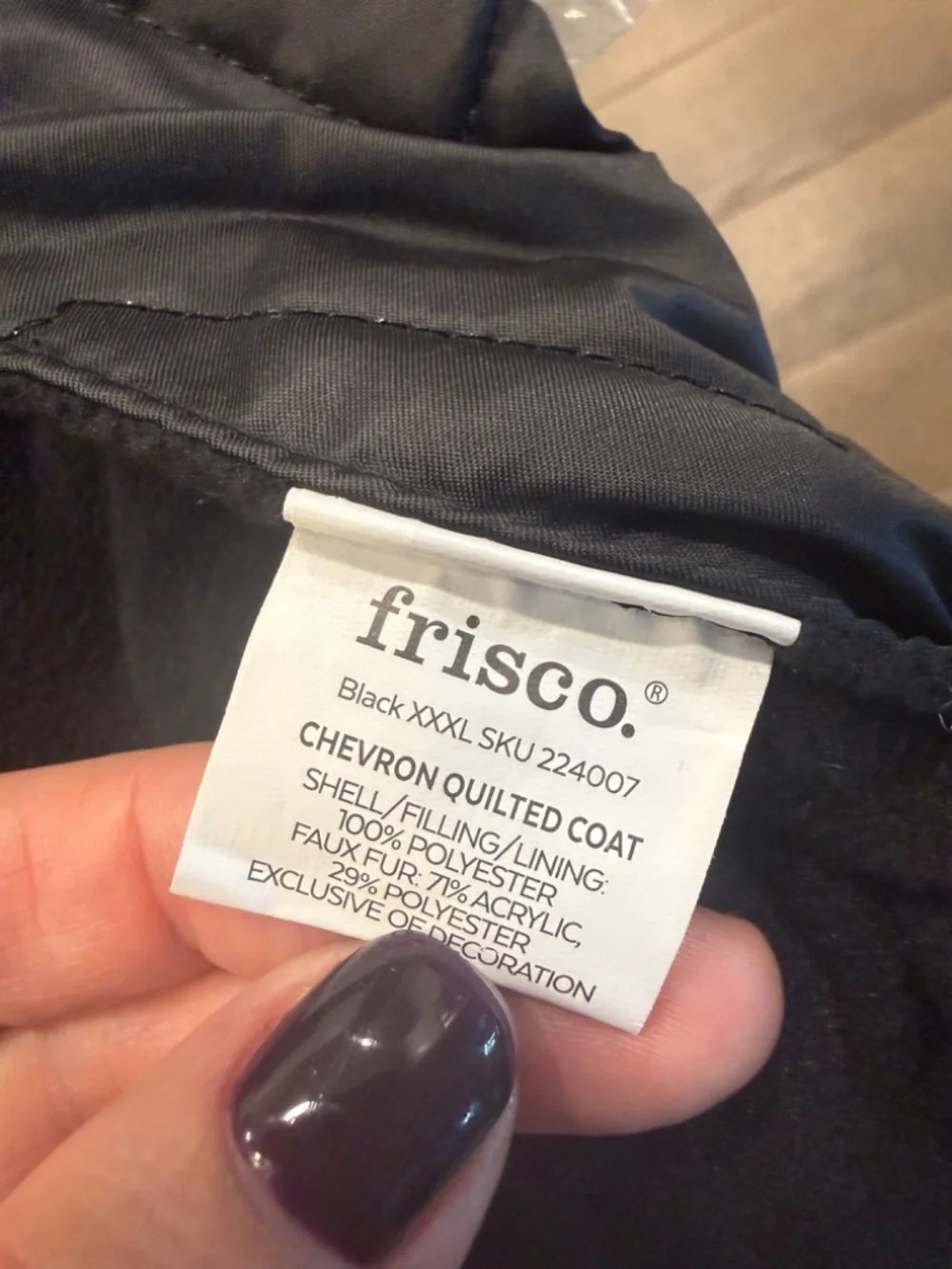 NWT Frisco XXXL Black Chevron Quilted Dog Coat Faux Fur Trim Winter Jacket
